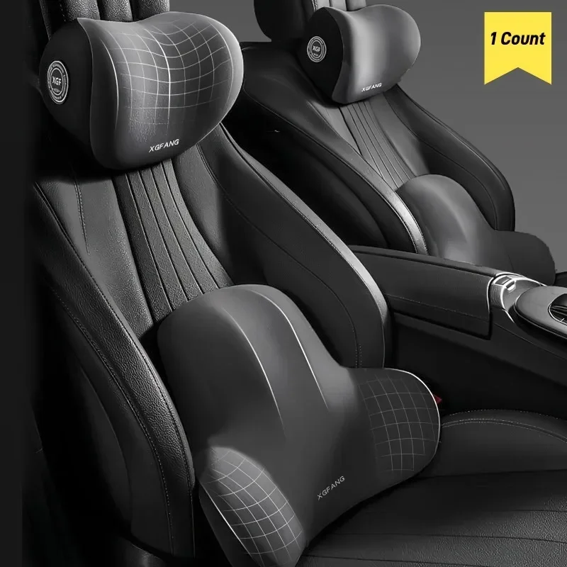 Car Memory Foam Neck Pillow & Lumbar Support Set, Breathable Headrest Cushion for Pain Relief view 3