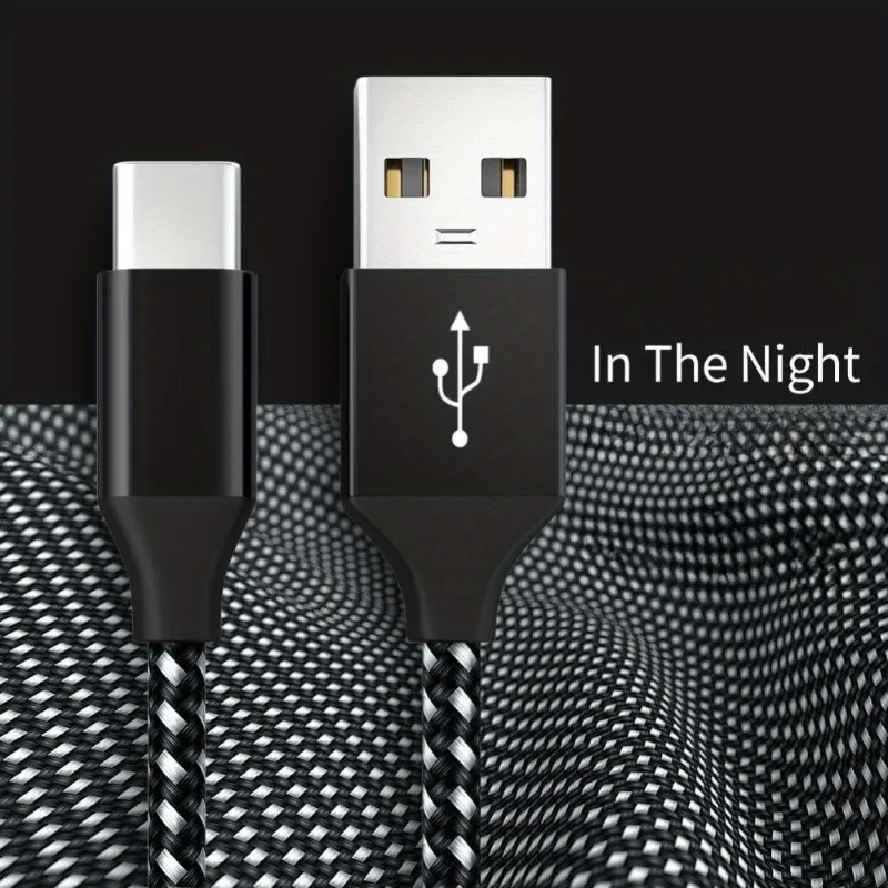 2-Pack USB to Type-C Fast Charging Data Cable, 6.6 Feet Long Each, Suitable for Mobile Phones, Using USB to Type-C Connection. These Cables Are Compatible with Fast Charging for Samsung, Redmi, And Oneplus Devices