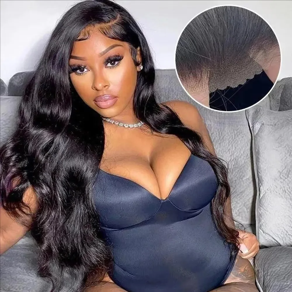 13x6 Body Wave Human Hair Front Wig 40 Inch HD Transparent Lace Frontal Wigs 250% Density 13x4 Pre Plucked Lace Wigs 5x5 Glueless HD Lace Front Wig For Women