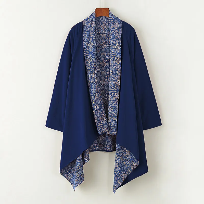 2026 Spring Summer Men Chinese Style Linen Hanfu Men Traditional Cardigan Jacket Male Oversized Kimono Ancient Irregular Cloak view 3