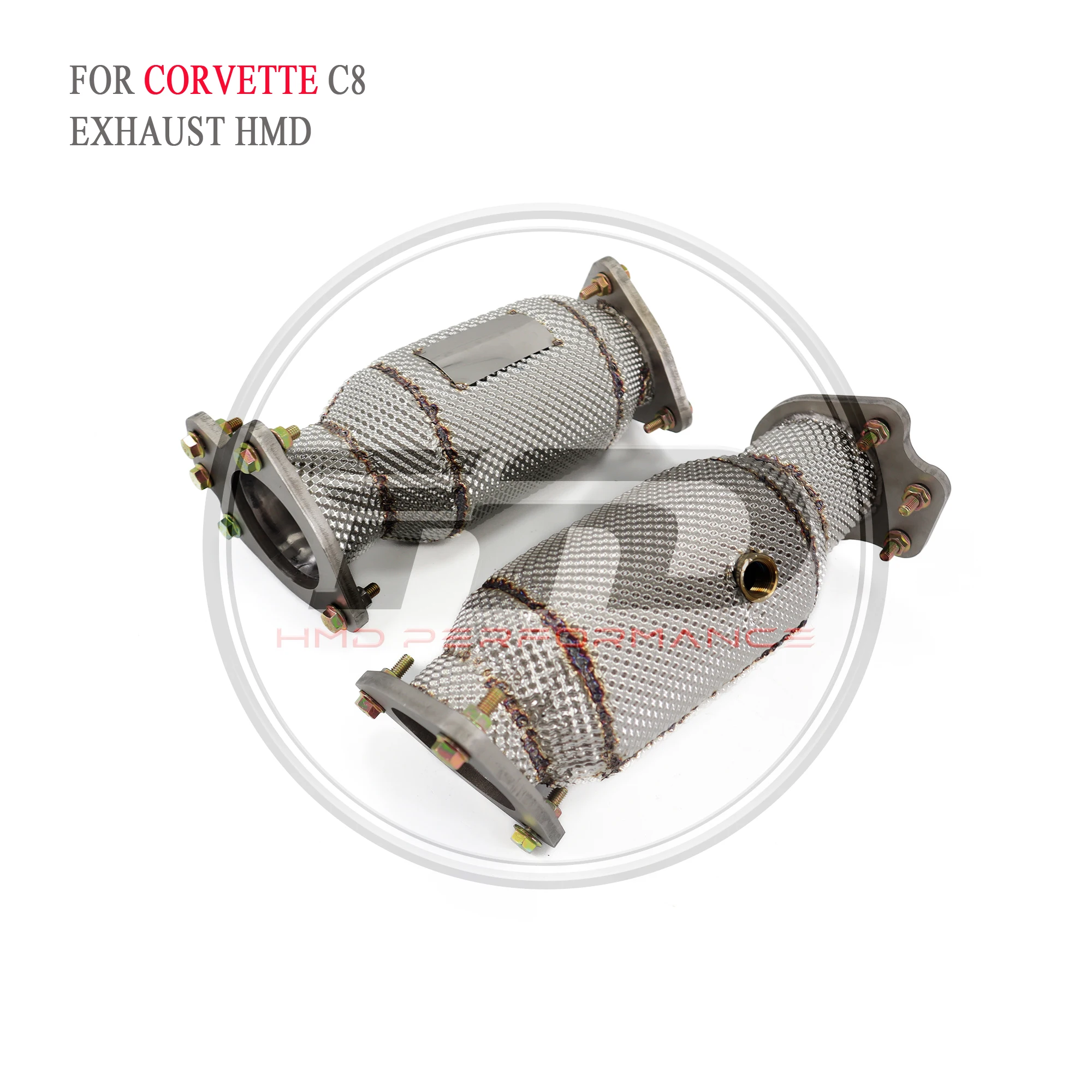 Personalizzazione esclusiva HMD SS304 Catback per Corvette C8 Z06 Tubo dritto senza valvola Downpipe di scarico con catalizia