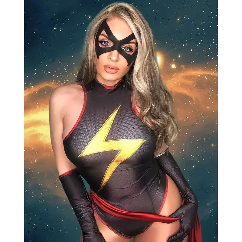 Halloween Kamala Khan Costume Cosplay Adulti Bambini Donna Supereroe Zentai Suit Donna Ragazze Body @ 0Z *