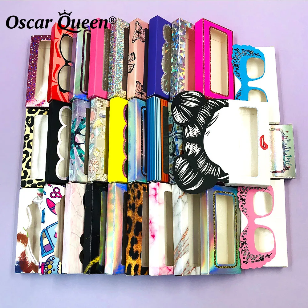 Wholesale 50 Pcs Fake Eyelashes Box Package Custom Logo Mink Lashes Cases Bulk Faux Cils Empty Lash Boxes Packaging Makeup Tools