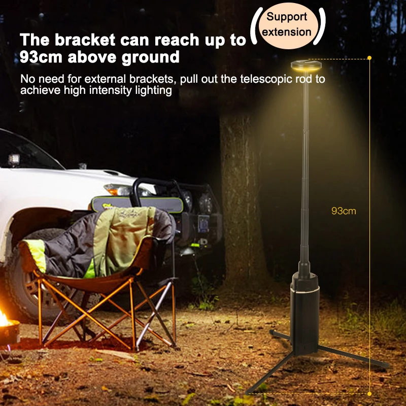 Linterna telescópica LED para acampar al aire libre con tuercas de trípode, linterna retráctil recargable multifuncional, lámpara de mesa