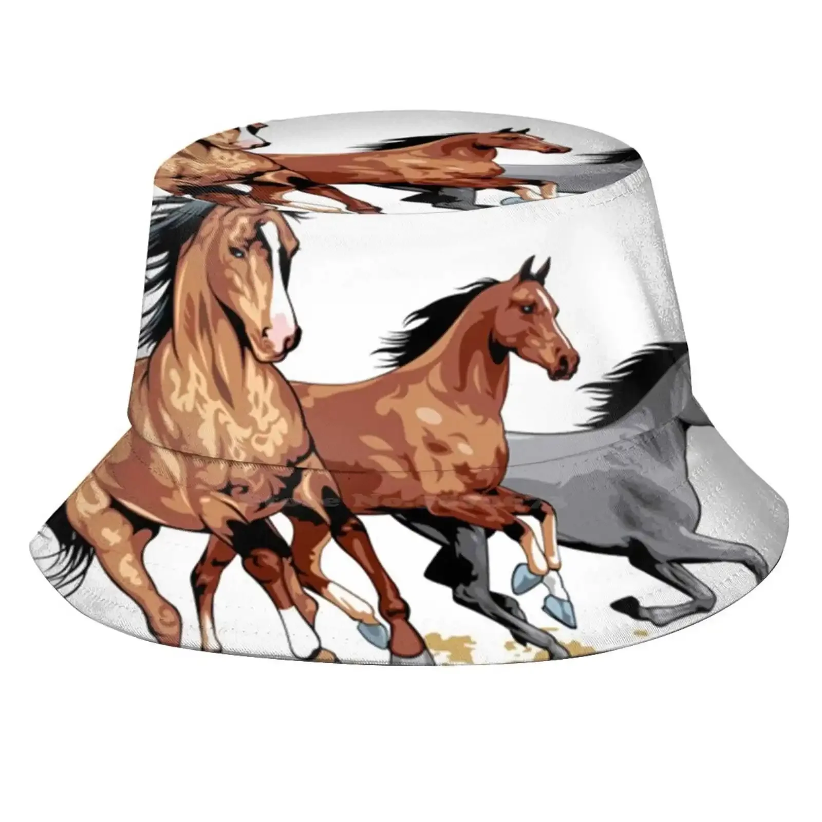 Running Horses - Gift For Horse Lovers Sun Cap Fisherman Hat Bucket Hats Running Horses Galloping Horses Wild Horses Horse