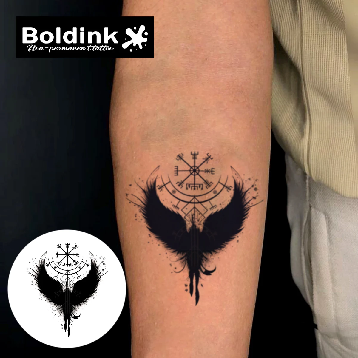 Nordic Totem Boldink Temporary Tattoo,Lasts To 15 Days New Technology Magic Waterproof Semi Permanent Sticker.