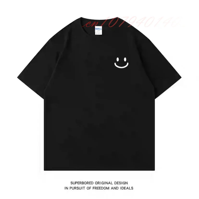 

Men's T-shirt Smiling Face Printing Round Neck Fashionable Street Style Cool O-neck Oversized Loose Fitting High-Quality