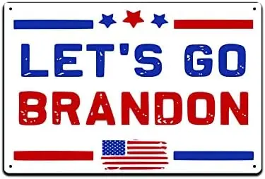 Tin Signs Man Cave Decor - Metal Sign 12 x 8 in. FJB Lets Go Brandon Stars and American Flag sign sign sign