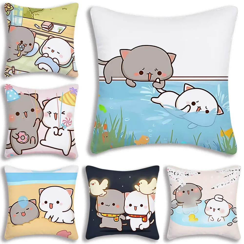 

Dakimakura Mochi Peach Cat Kawaii Pillow Cover Cartoon Sofa Decorative Home Double-sided Printing Short Plush Cute Cushion