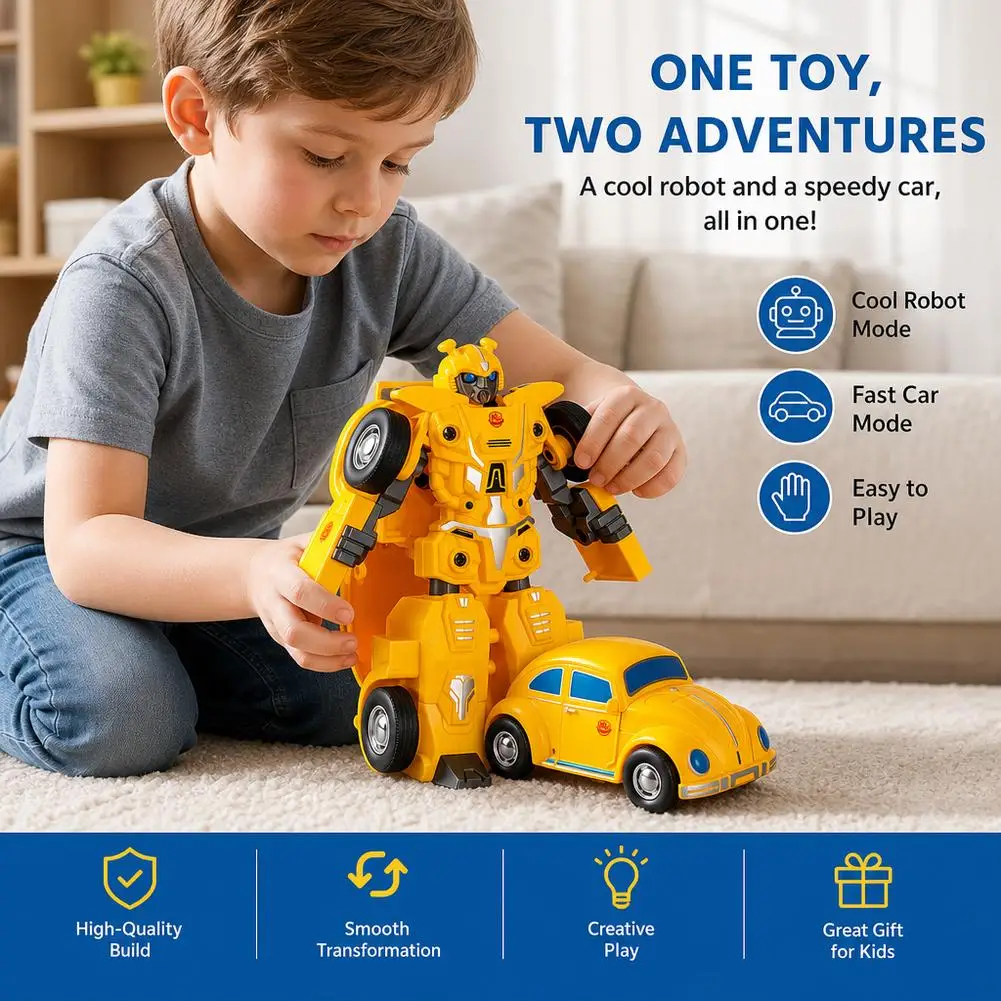 Manual Transforming Robot Car Toy No Battery 2 Modes Vehicle Convertible Robot Figure Transform Car Toys Educational Play Gift