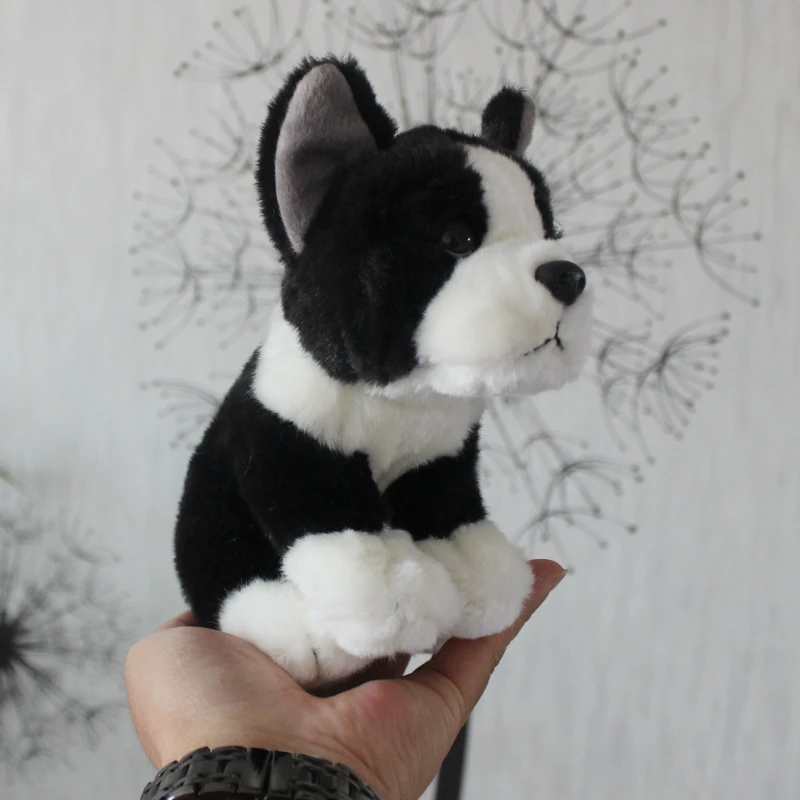 Simulated Animal French Bulldog Dog Puppy Boston Terrier Family Farm Pet Wild Nature Model Plush Toy Stuffed Doll Girl Boy Gift