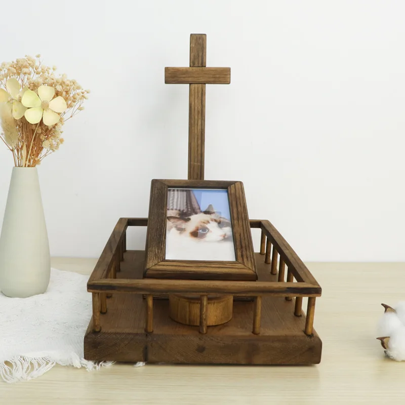 Pet Photo Frame Table Solid Wooden Dogs and Cats Coffin Cat Dog Photo Cinerary Casket Memorial Storage Sacrifice Memorial Table