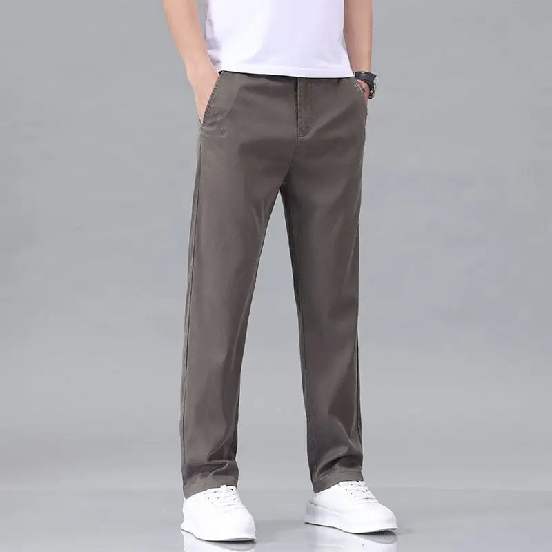جديد ربيع الخريف ليوسيل النسيج رجل سراويل تقليدية هايت الجودة موضة سليم الأعمال بنطلون العلامة التجارية السراويل الناعمة المرنة