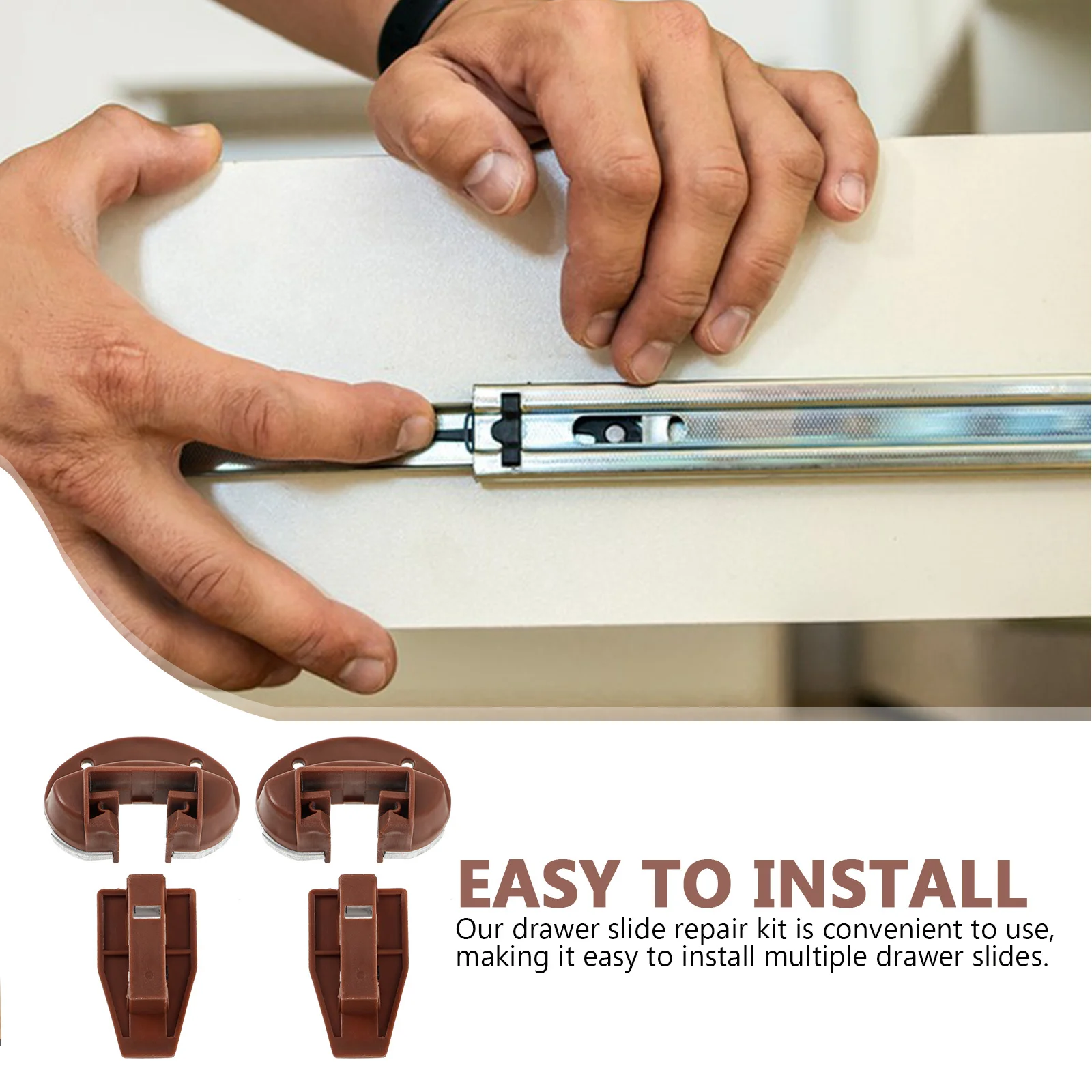 

2Sets Drawer Slide Repair Locator Kit Easy Install Durable Drawer Slide Stoppers Replacement Parts for Undermount Bottom Center