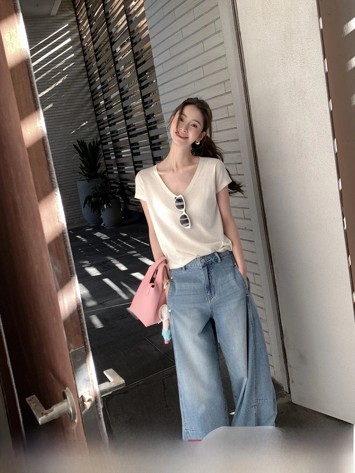 

Женские мягкие джинсы LICKYSENIOR: свободные, струящиеся, светлые, прямого кроя, весна-лето, новый стиль, с естественной талией, из хлопка