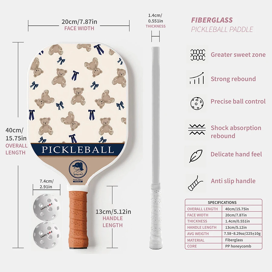 Pickleball Paddle Set with 2 Balls Trendy Pattern Pickleball Paddle Set Lightweight Pickleball Racket for Adults & Beginners