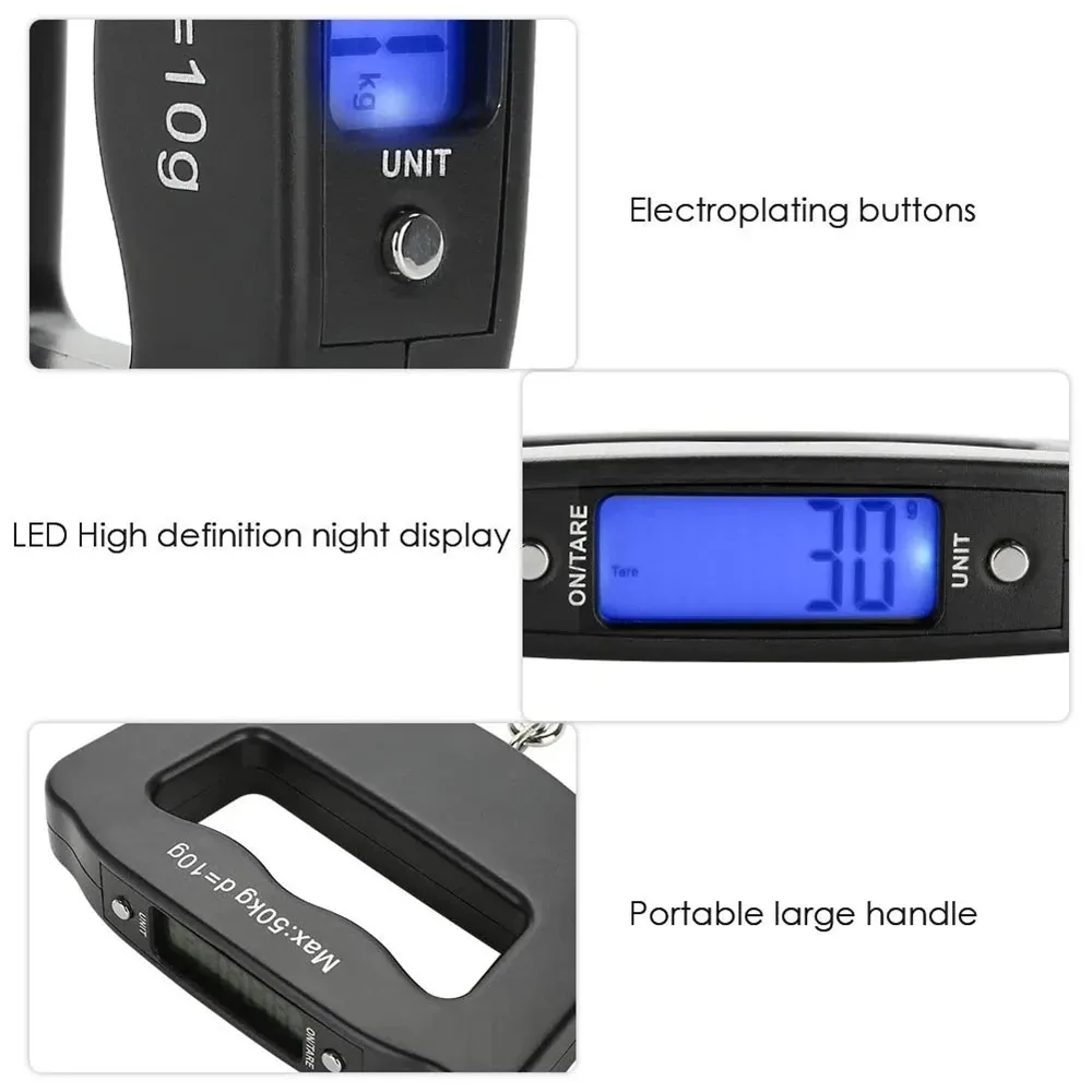 50kg Digital Luggage Scale Portable Suitcase Scale Handheld Electronic Scales Backlight Digital Display Travel Accessories
