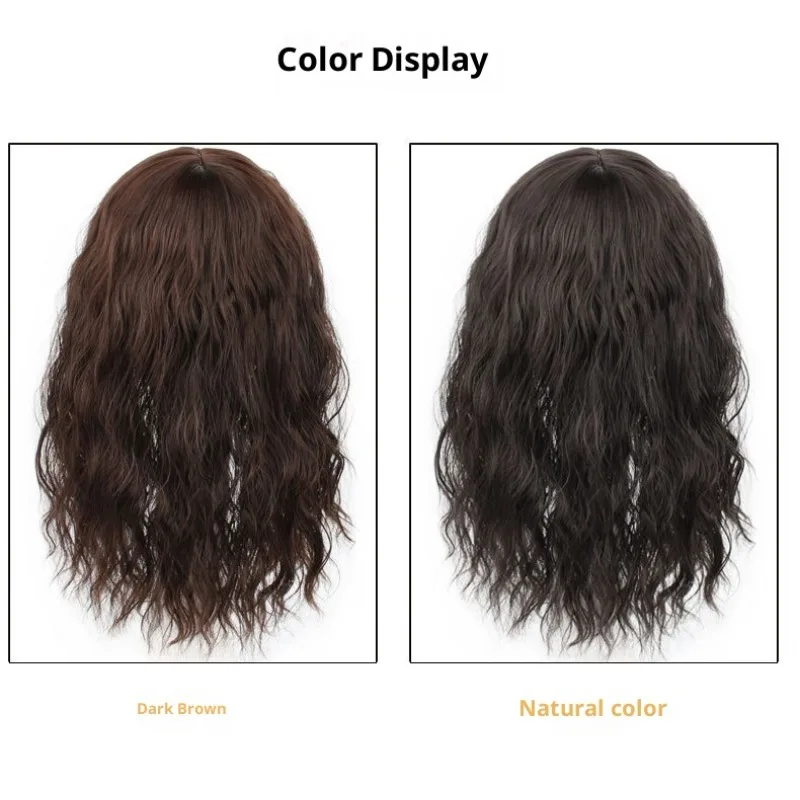 شعر صناعي متوسط الطول مجعد للنساء يغطي الشعر الرمادي، شعر مستعار طبيعي ورقيق