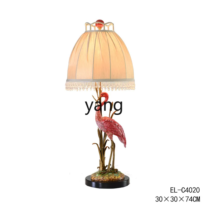 Yjq Vintage Luxury White Crane Table Lamp Villa Bedroom Craft Decoration Home Decoration