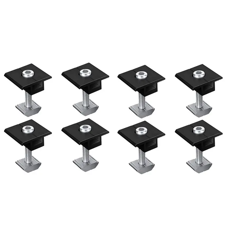 [B17B!】 8 Pack Centre Clamp Black T-Shaped Centre Clamp Photovoltaic Adjustable Solar Panel Centre Clamp For Solar Panel
