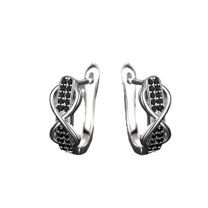 2026 Fashion Personalized Contrast Earrings Unlimited 8-Line Micro Inlaid Exquisite  High End  Jewelry