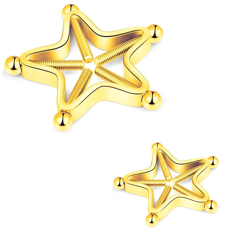 【ใหม่】แหวนจุกนมสแตนเลสแบบปรับได้สำหรับผู้หญิง แหวนจุกนมแบบหนีบรูปดาว เครื่องประดับเจาะจุกนมปลอม