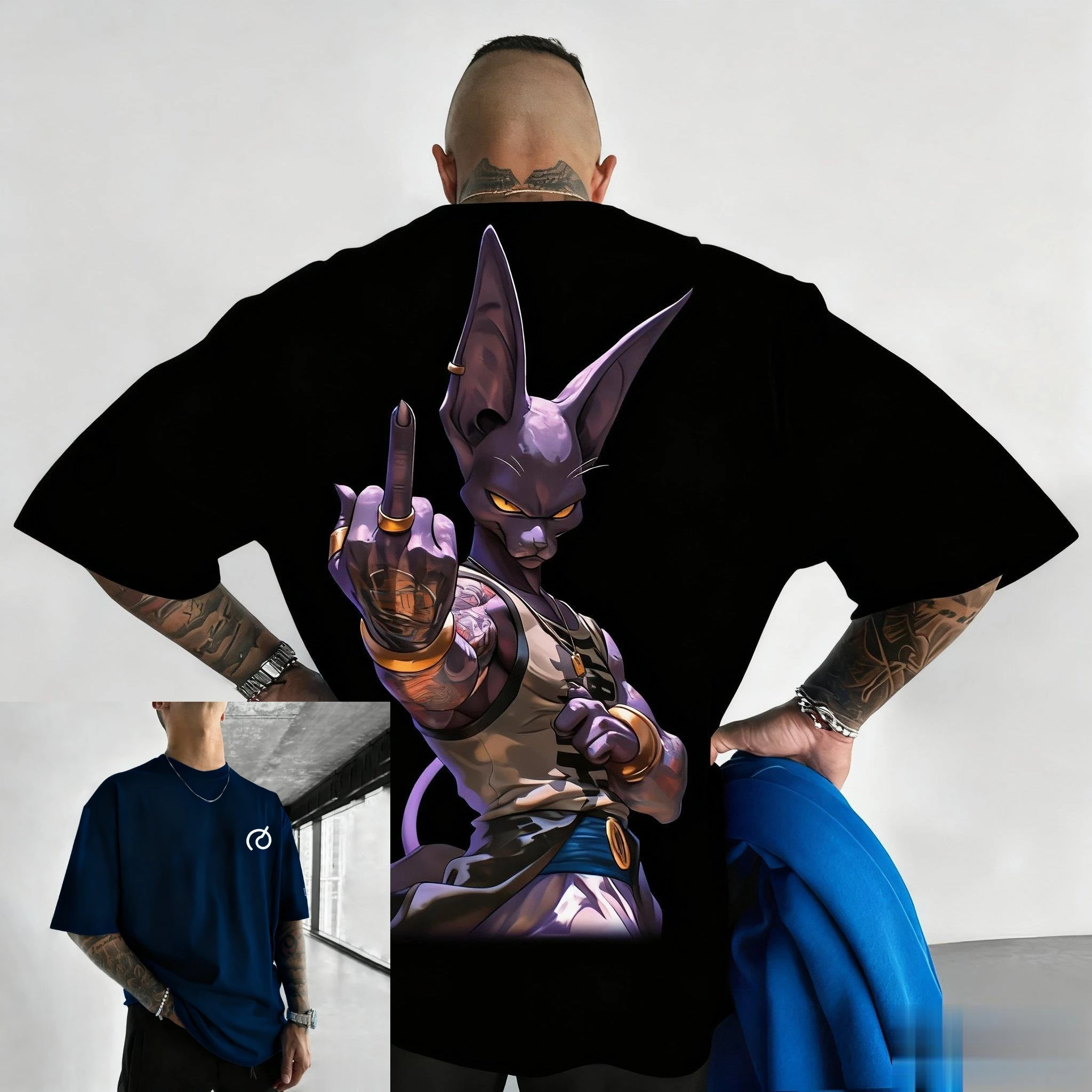 Neues Beerus Dragon Ball Anime bedrucktes Kurzarm-T-Shirt für Herren und Damen, Herren-Top, Sport-T-Shirt, Harajuku Y2K-T-Shirt