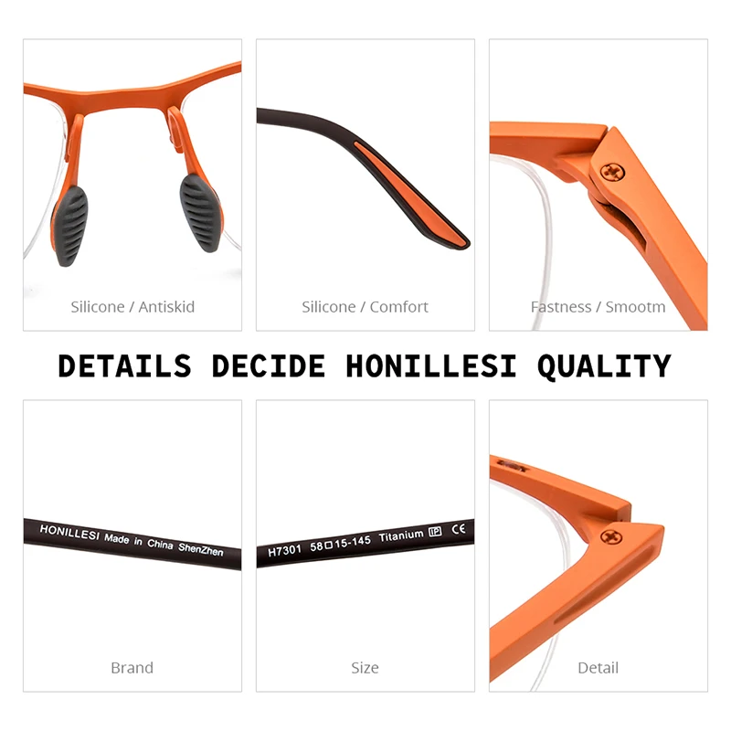 FONEX HONILLESI إطار نظارات من التيتانيوم للرجال ماركة مصمم شبه بدون شفة نظارات خفيفة الراقية الرياضة نصف نظارات 7301 #5