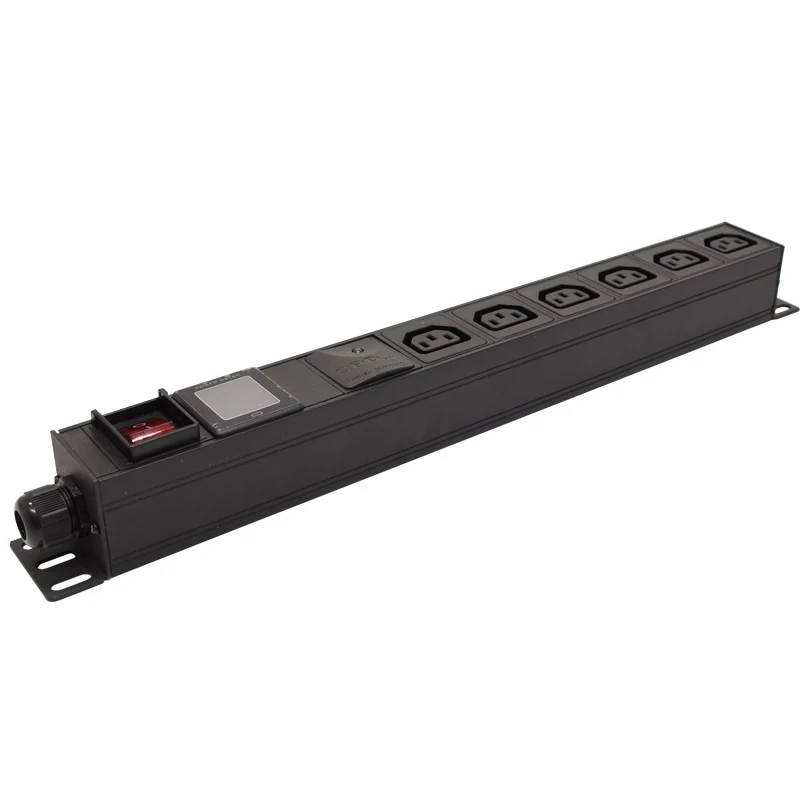 

PDU Power Strip Network Cabinet Rack 16A Electric 6 AC C13 Outlet with switch Ammeter display Surge protection Socket