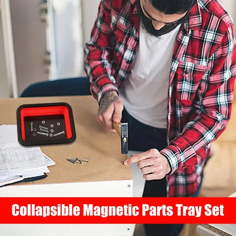 Magnetic Foldable Tray 3 Different Sizes Magnetic Trays For Mechanics Set Silicone Tool Tray Pin Bolts Nuts Screws Small Metal