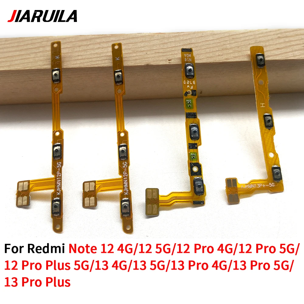 100Pcs，Power on/off Volume Key Switch Button Flex Cable Ribbon For Xiaomi Redmi Note 12S 12 13 Pro 4G 5G Plus