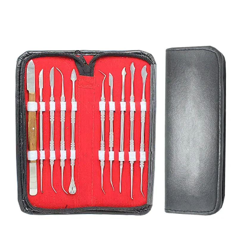 

10 PCS Dental Spatula Carving Plaster Knife Practical Stainless Steel Teeth Wax Carving Set Dentistry Instrument Dentist Tools