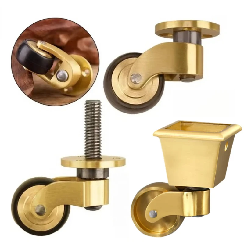 

2 шт., универсальные колеса из латуни разных размеров, бесшумные усиленные мебельные ножки, колесики для дивана, стула, шкафа, верстака