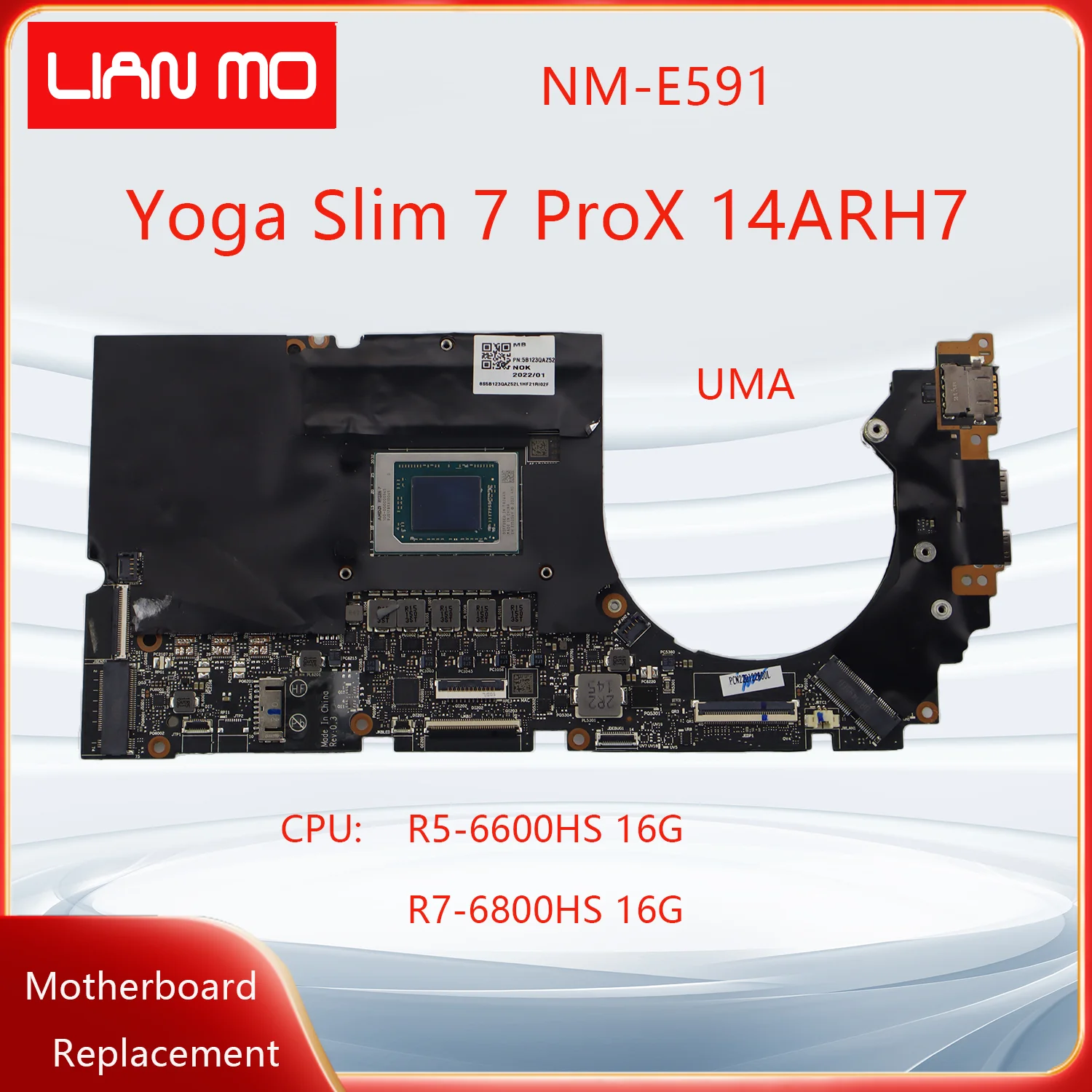 NM-E591 For Lenovo Yoga Slim 7 ProX 14ARH7 Laptop Motherboard with CPU:R5 R7 R9 16G/32G RTX3050 4G 5B21J16708 Notebook Mainboard