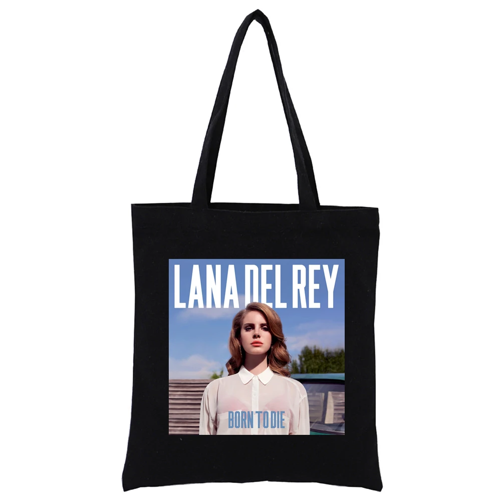 Lana Del Rey LOGO impreso gráfico Hipster estampado de dibujos animados bolsas de compras niñas moda Casual Pacakge bolso de mano