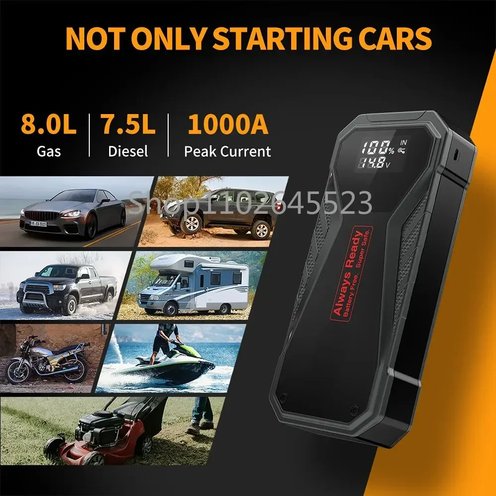 Super Capacitor Car Jump Starter Work Under -40 Degrees Safe Car Booster 1000A Peak Current for 12V Gas Diesel Engines