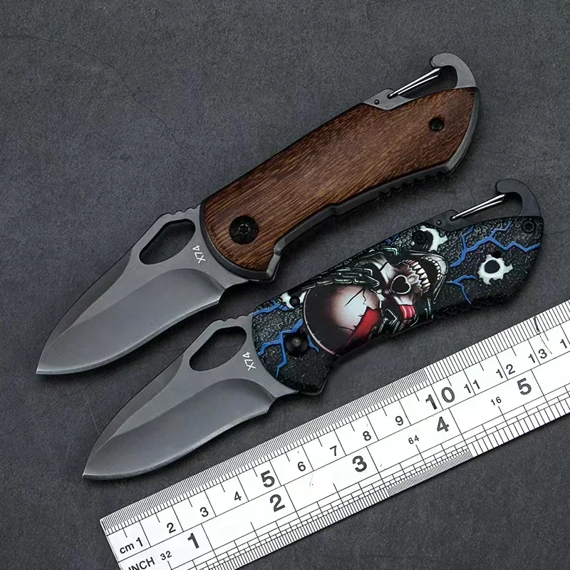 Folding Knife Skeleton Wooden Handle Camping Outdoor Survival Knife Portable Keychain Fishing Fruit Mini Pocket Knife EDC Tools