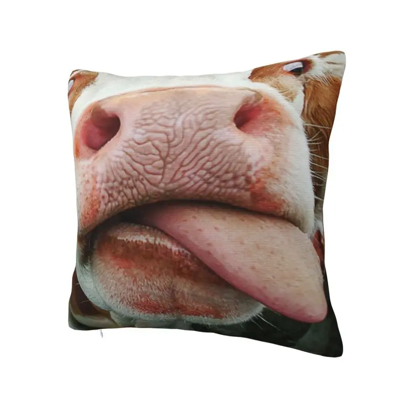 Funny Cow Tongue Throw Pillow Case Bedroom Decoration 3D Print Cattle Farmer Gift Sofa Cushion Cover Polyester Cozy Pillowcase