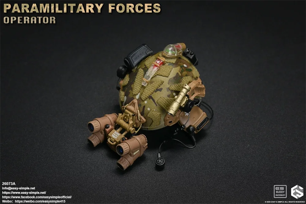 1/6 EASY&SIMPLE ES 26073A FOG Operation Unit Soldier Helmet Toys Night Vision with 4 Eyes Headset Moral Medals For 12