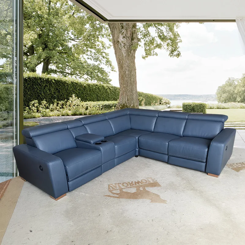 #Modern Luxury Leather Sectional Electronic Living Room L Shape Recliner Sofa