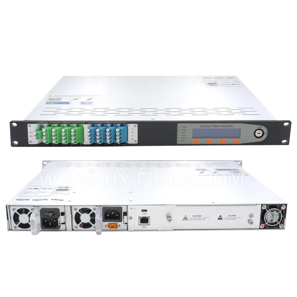 16 Way CATV 1550nm Optical WDM Amplifier 22dBm With Switch LC/APC Fiber Port Dual Power EDFA