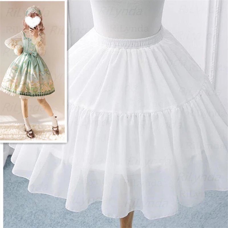 Lolita Adjustable Petticoat Black or White Short Petticoats for Wedding Lolita Cosplay Woman Girl Dress Underskirt