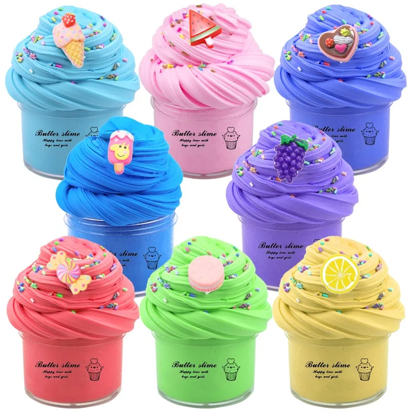 1PC Rainbow Clay Slime DIY Butter Slimes Fruit Set Toys Education Antistress Accessories Soft Charms Party Toy for Kids Gifts