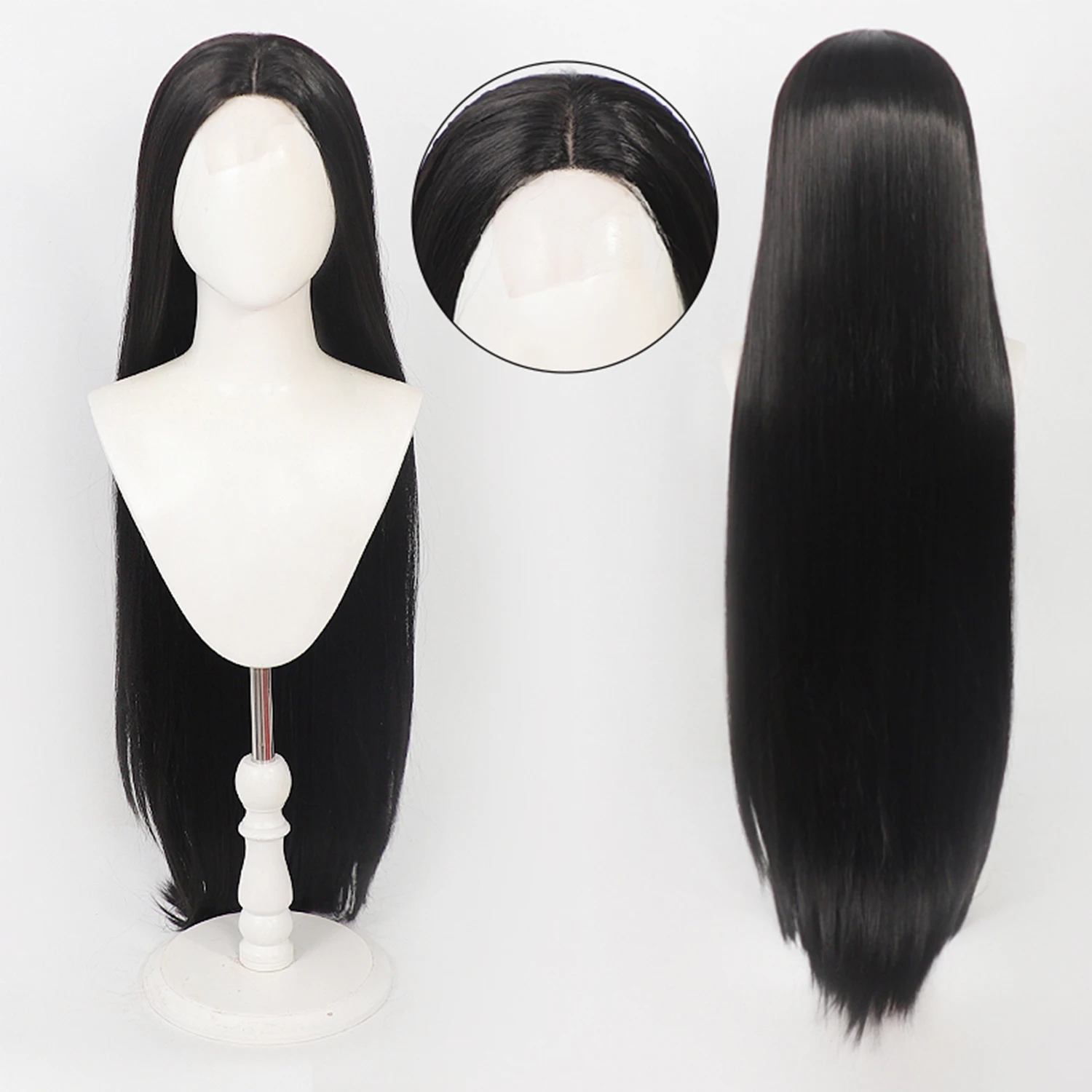 Versatile Cosplay Wig Middle Part Lace Front 100cm Long Straight Hand-Tied Synthetic Hair For Comic Con Halloween Costume