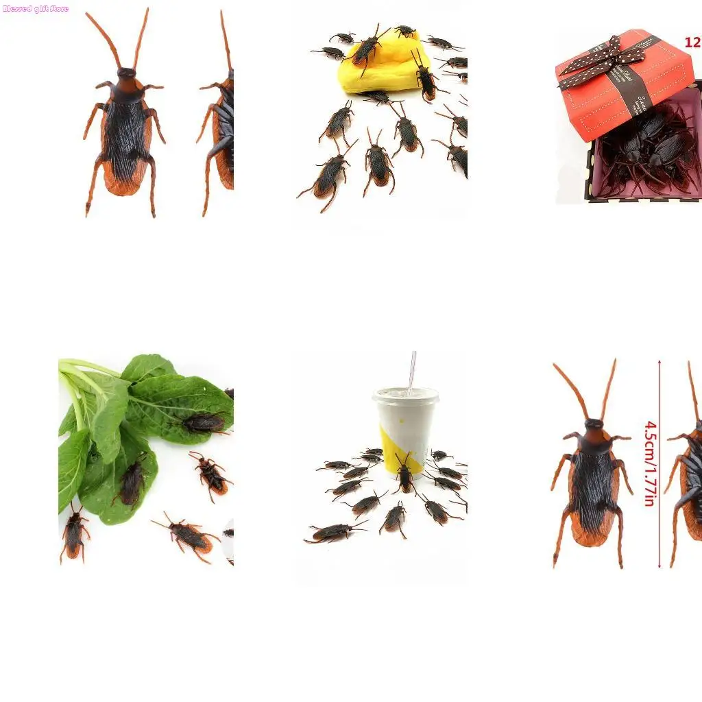 

D0JC 12pcs Novelty Trick Toy Bugs Funny Spoof Cockroach Halloween Party Supplies
