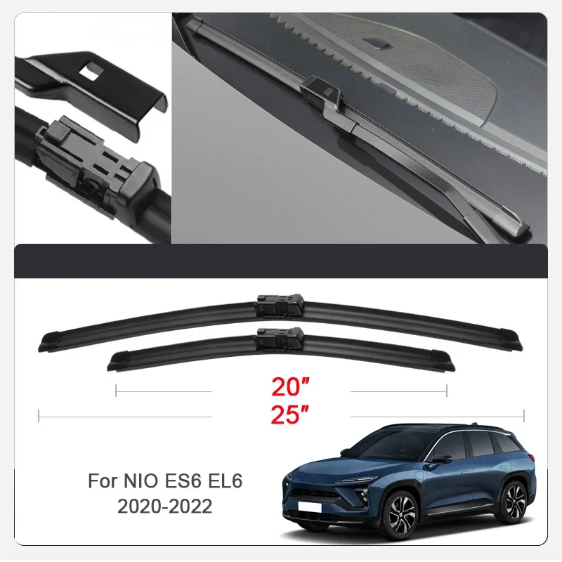 2 قطعة سيارة الجبهة ل NIO EC6 EC7 ES6 EL6 ES7 EL7 ES8 EL8 ET7 ET9 2020-2026 الزجاج الأمامي المطاط ممسحة الخارجية اكسسوارات السيارات