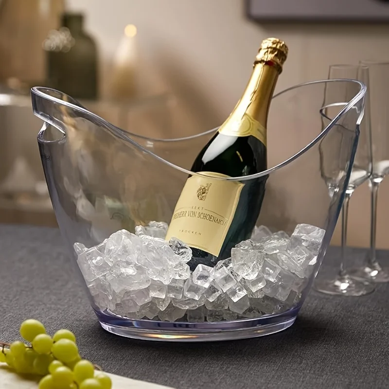 8L Ice Bucket Transparent Large Capacity Classic Ingot Beer Champagne Wine Can Carry Ice Bucket Outdoor Fruit Drink Bucket