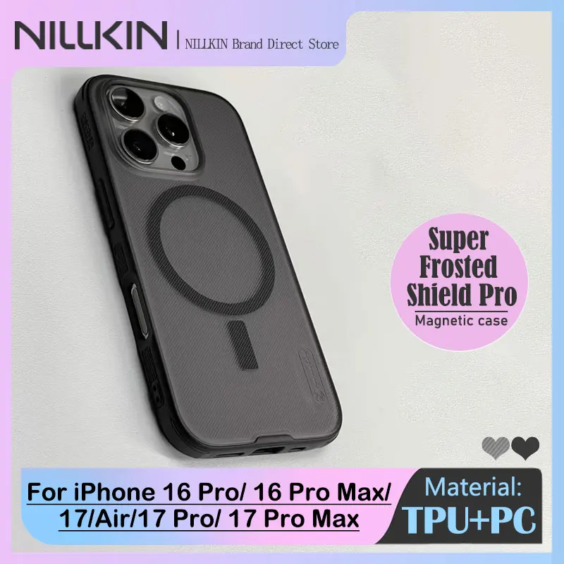 Funda NILLKIN para iPhone 16 Pro/16 Pro Max/17/Air/17 Pro/17 Pro Max, Carga Inalámbrica Magnética, Mate, Antihuellas, Antigolpes