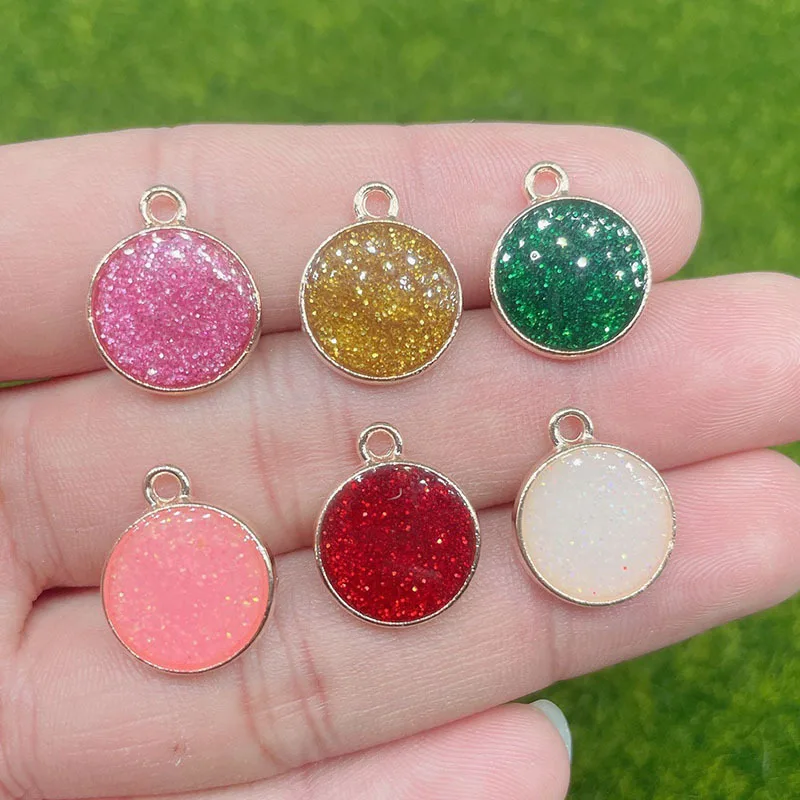 20 pcs/lot Fashion Candy Color Round Alloy Enamel Pendant Accessories Charms for Women, Earrings/Necklace Handmade DIY Jewelry