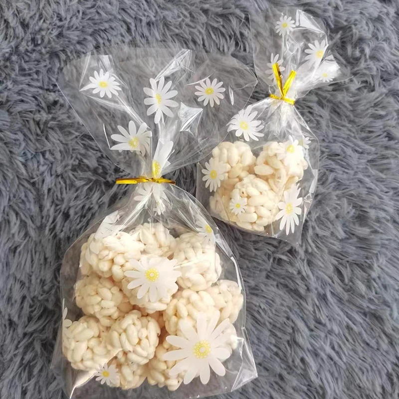50/100pcs transparente Gänseblümchen Süßigkeiten Geschenk beutel selbst klebende Keks Snack Verpackung Tasche Geburtstag Hochzeits feier liefert Baby party